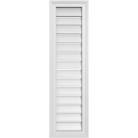 Ekena Millwork Vertical Surface Mount PVC Gable Vent: Functional, w/ 2"W x 1-1/2"P Brickmould Frame, 12"W x 42"H GVPVE12X4202SF